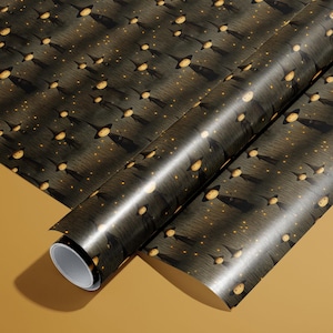 Halloween Witches Gift Wrap, Satin Finish Autumn Wrapping Paper, Halloween Gift Wrap, Modern Fall Witches Wrapping Paper