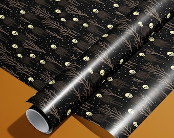 Skeleton Gift Wrap: Satin Finish Halloween Wrapping Paper