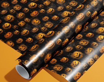 Jack-o-Lanterns Halloween Gift Wrap, Satin Finish