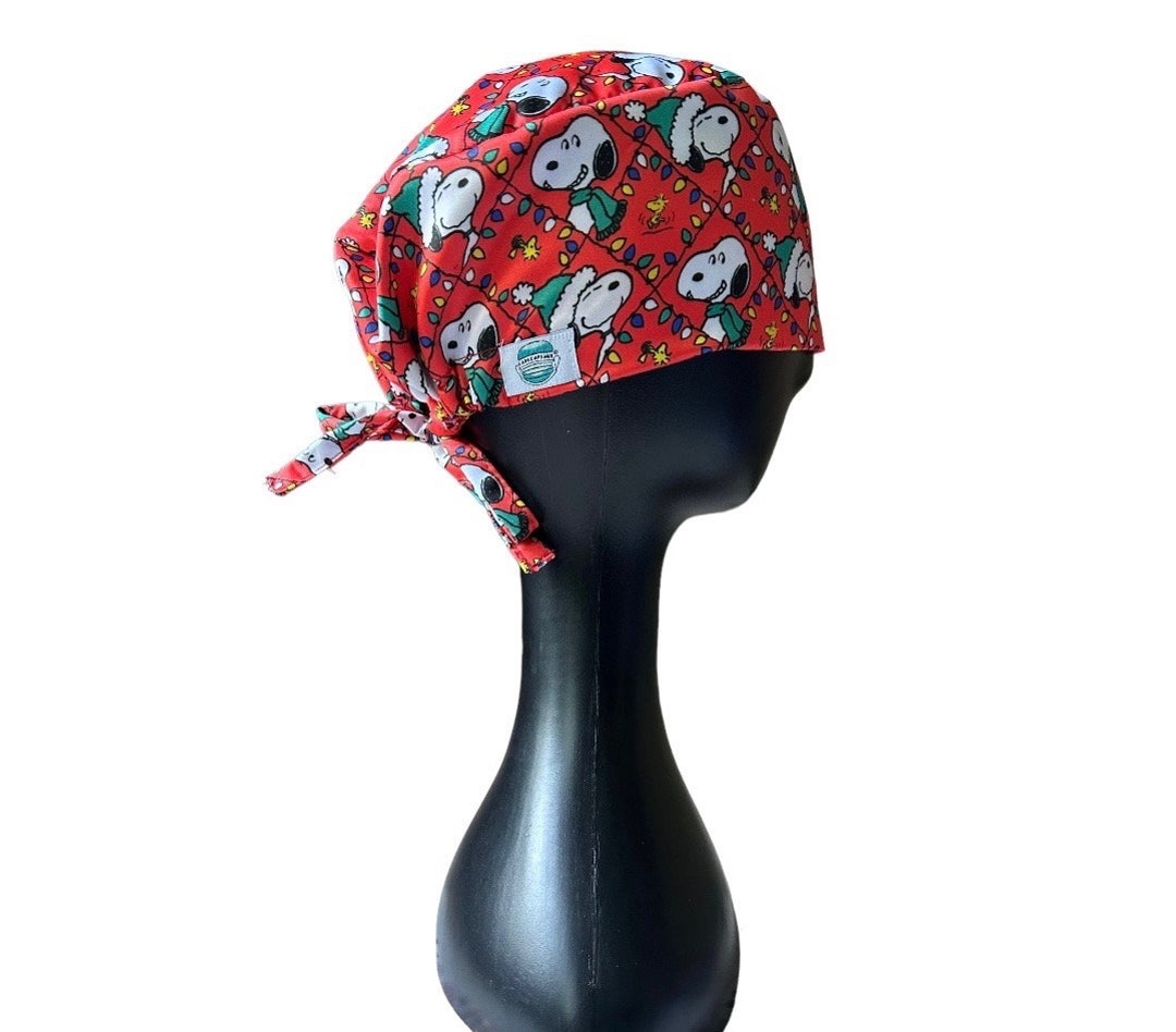 Christmas Red Snoopy Surgical Cap Scrub Caps Pediatric Scrub Etsy