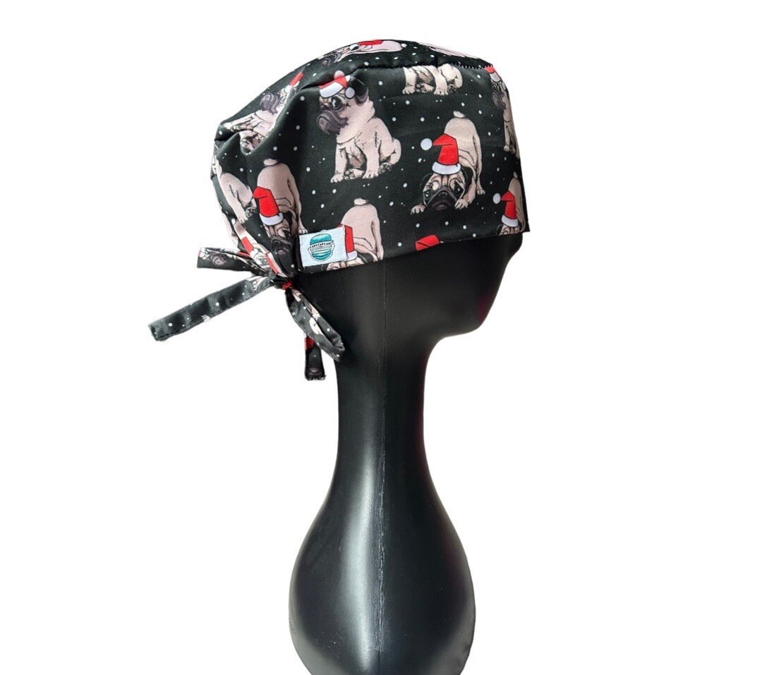 Christmas Pug Surgical Cap Scrub Caps Pediatric Scrub Etsy UK
