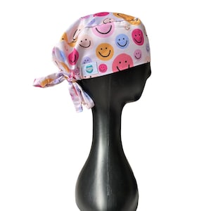 Happy Smiley face Surgical Cap - Scrub Cap - dentist scrub cap - nurse scrubs cap - veterinary surgical cap