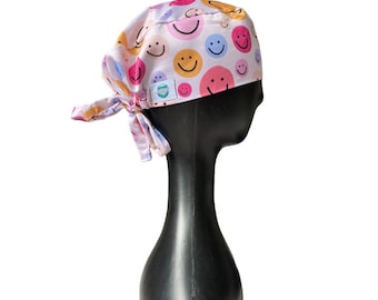 Happy Smiley face Surgical Cap - Scrub Cap - dentist scrub cap - nurse scrubs cap - veterinary surgical cap