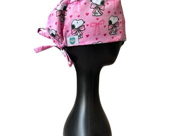 Bow Snoopy Surgical Cap - veterinary Scrub Caps - nurse scrubs cap - dental scrub cap - Medical wear