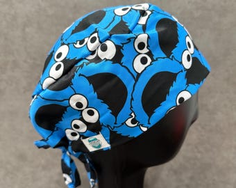 Cookie Monster Sesame Street Surgical Cap - Scrub Caps Pediatric scrub cap - nurse scrubs cap - dental surgical cap, veterinary