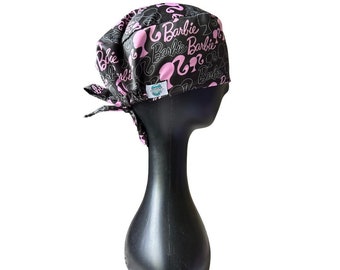 Black chic Barbiee Surgical Cap - Scrub Cap perfect for nurses, doctors, dentists, students, vets, etc!