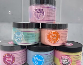 Gommage fouetté au sucre pour le corps, gommage exfoliant, 9,5 oz gommage corporel au sucre, gommage au sucre fait main, plusieurs parfums