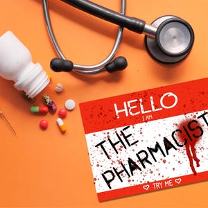 Pharmacy sticker- Hello I am the Pharmacist funny Name tag - Pharmacist, pharmacy tech gift - healthcare humor