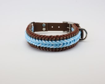 Adjustable 14-18 inches Paracord Dog Collar: Blue (please measure your dogs neck before odering)