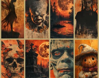 Printable Horror Movie Monsters, 15 Poster Bundle, Vintage Old Pictures, Horror Ephemera, Digital Download, Artwork for Crafts and Projects