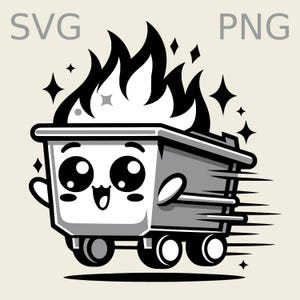 Joli feu de benne à ordures SVG, svg ordures ménagères, clipart poubelle, fichiers svg png