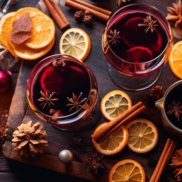 Boisson chaude de Noël, vin chaud, Glühwein, un régal festif confortable qui réchauffe pendant la période des fêtes, oeuvre d'art pour téléviseur Samsung Frame, téléchargement numérique