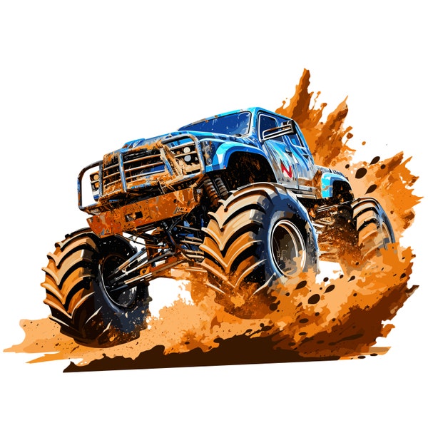 Monster Truck Clip Art PNG, SVG, Digital Download, Extreme Vehicle, T-shirt Sublimation, Boy Birthday, Off Road Car, High Speed Big Wheels