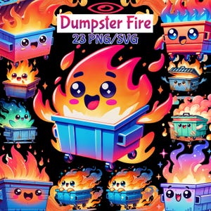 23 niedliches Müllcontainer Feuer SVG, PNG, Müllbeutel, Mülleimer Clipart, alles ist in Ordnung, trendige, lustige Müllcontainer Feuer Aufkleber