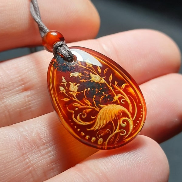 Amber pendant Roses