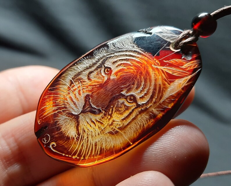 Amber Pendant Tiger - Etsy