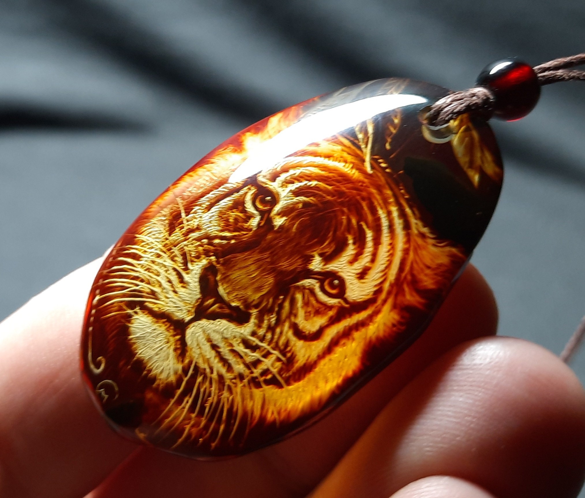 Amber Pendant Tiger - Etsy