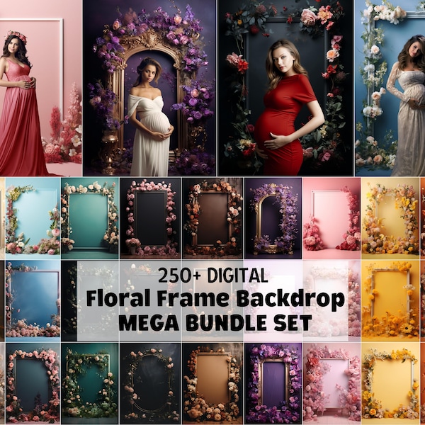 250+ Bundle Canvas Floral Backdrops Texture Set, Studio Backdrop Overlay, Maternity Photoshop Texture, Floral Room Portrait Photo Background