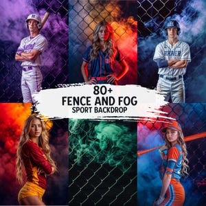 Fence and Fog Sport Backdrops Soccer, Football, Basketball, Baseball, Volleyball, Tennis, Softball, Hockey Digital Texture Backdrop Template