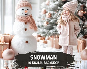 19 Snowman Winter Maternity Photo Backdrops | Christmas Props, Fine Art Textures Photoshop Overlays | Baby & Child Snowman Photo Backgrounds