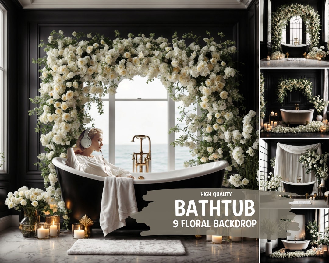 Elegant Bathtub Photography Backdrops, Floral Vintage Bathtub ...