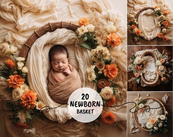 Newborn Face Insert Digital Backdrops, Photoshop Composite Digital Backgrounds, Newborn Overlay Spring and Autumn Blossom, Baby Add Face PNG