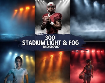 Stadium Light All Sports Backdrops & Fog Overlay Bundle | Football, Basketball, Volleyball, Softball Background Stadium Lights Smoke Effects