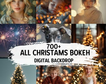 700+ Gold Christmas Bokeh Overlay Bundle | Twinkle Light Effects, Winter Bokeh Festive Photo Overlays | Magic Holiday Light Set