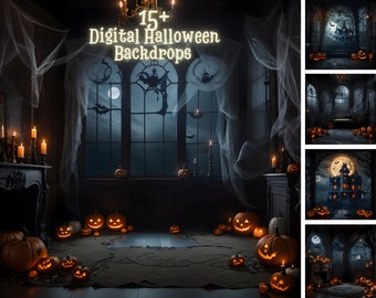 Halloween Backdrop, Halloween Pumpkin Background Overlays For Photography, Studio Overlay Trick or Treat, Fun Backdrop For Kid, Digital Gift