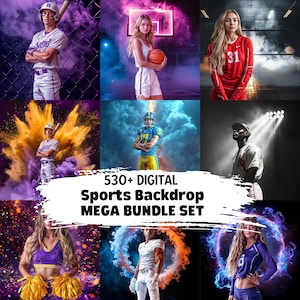 530+ Bundle Sport Backdrops Soccer, Football, Basketball, Baseball, Volleyball, Tennis, Softball, Hockey Digital Texture Background Template