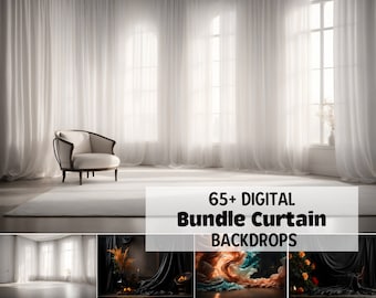 65+ Digital Bundle Curtain Backdrop, Breathtaking Dreamy Sheer Curtain Background Gift, Digital Professional Studio Backdrop for Photography