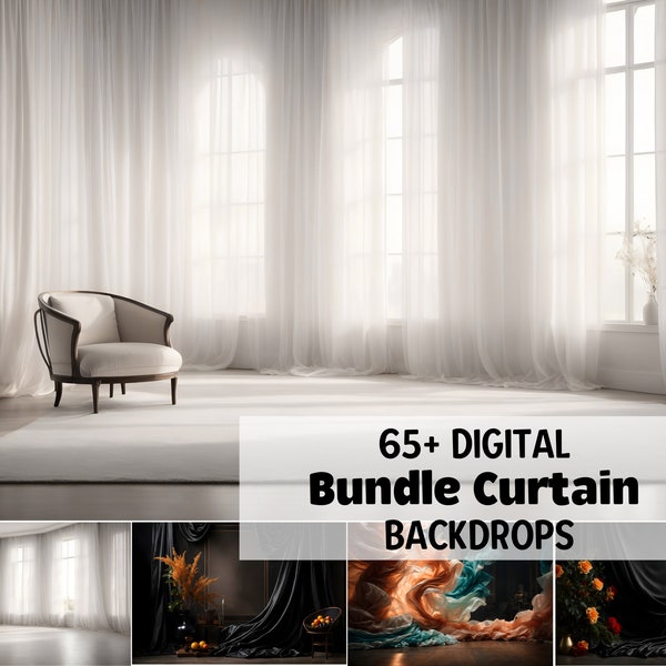 65+ Digital Bundle Curtain Backdrop, Breathtaking Dreamy Sheer Curtain Background Gift, Digital Professional Studio Backdrop for Photography