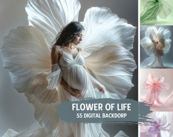 Live Flower Maternity Digital Backdrops, Floral Digital Backdrops Overlays, Studio Photography Digital Backgrounds, Flowy Photoshop Textures