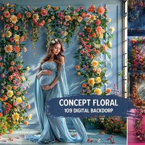 109 FLORAL BACKDROP Arch Digital Overlay Maternity Backdrop Digital Floral Art Overlays Branch Digital Texture Backgrounds Photoshop Editing