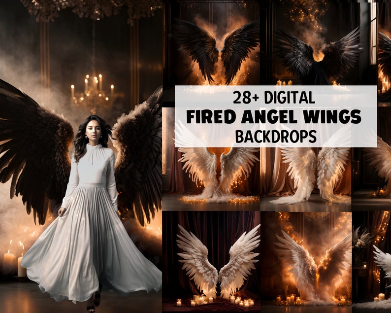 Wings Photography Digital Background, Photoshop Overlays Gift, Ethereal Beauty Wing Photography Backdrop, Studio Backdrops, Digital Download zdjęcie 1