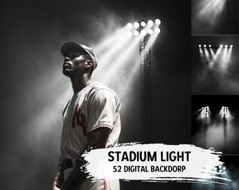 Baseball Fog Stadium Light Backdrops Sports Digital Backgrounds Sports Photoshop Photography Backdrop Softball, Baseball, Hockey, Basketball