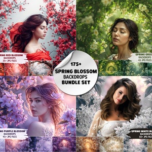 Spring Bundle Floral Digital Backdrops Overlay Maternity Fine Art Texture, Couples Studio Backgrounds for Photoshop, Digital Floral Overlays
