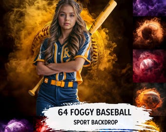 Custom Softball & Baseball Backgrounds | Vertical And Horizontal Photoshop Templates Sports Photo Posters | Team Banners Spotlight Backdrops