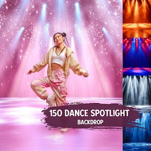 150 Spotlights Dance Backdrops | Dance Photo Digital Backgrounds, Cheerleader Spotlights Photo Overlays | Dance Stage Sports Posters Designs