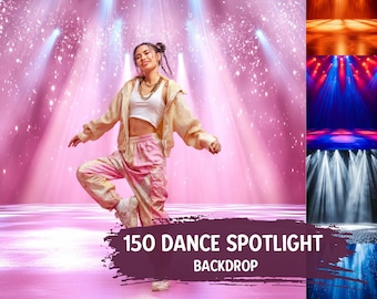 150 Spotlights Dance Backdrops | Dance Photo Digital Backgrounds, Cheerleader Spotlights Photo Overlays | Dance Stage Sports Posters Designs