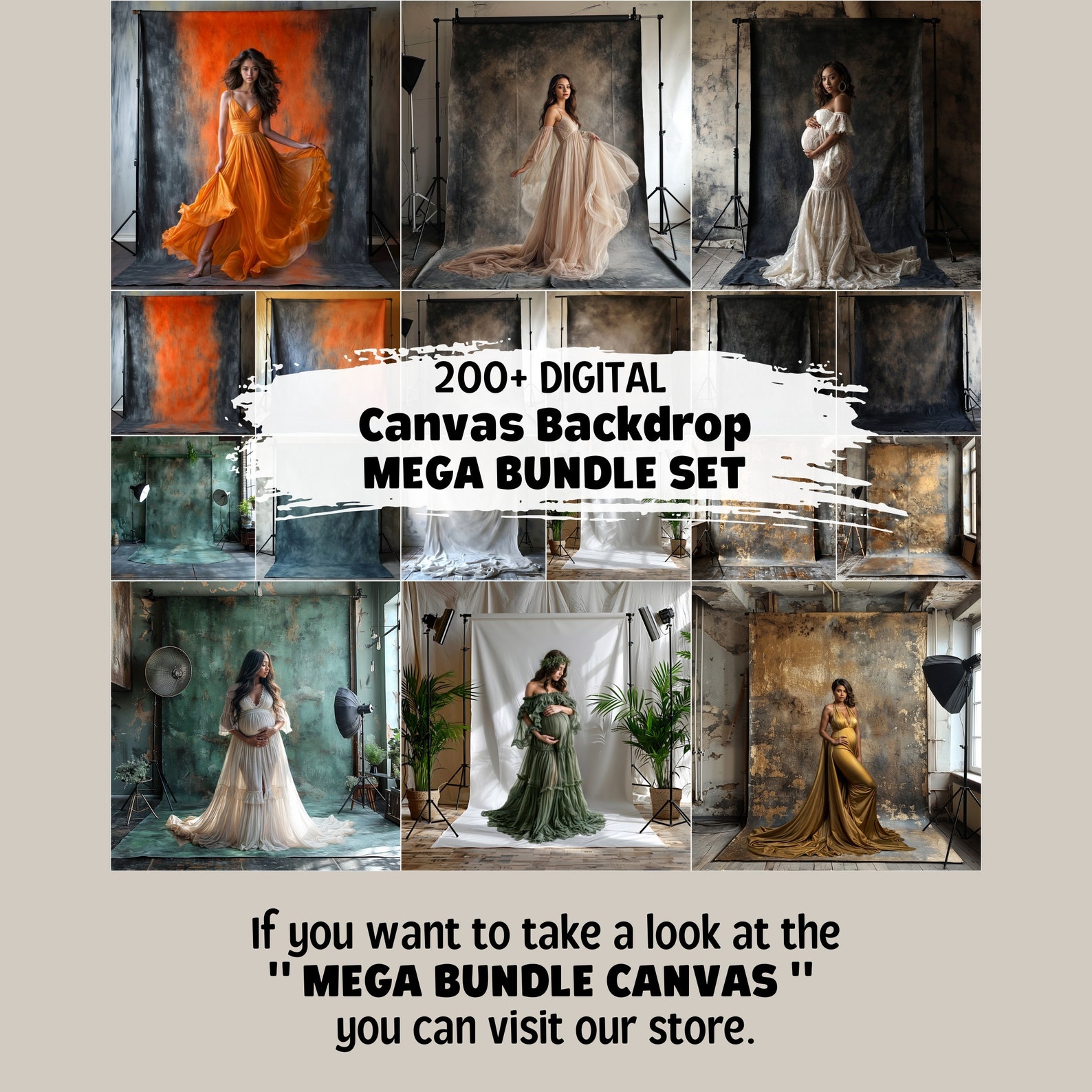 26 Hand Painted Canvas Digital Backdrops, Photography Digital ...