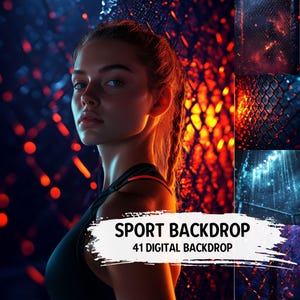 Mais de 40 cenários digitais esportivos personalizados de cerca | Fundos de beisebol, basquete, futebol americano, luta livre | Cartazes esportivos para idosos, banners de equipe fotográfica