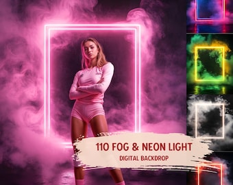 110 Neon & Fog Sports Backdrops Overlay Bundle | Basketball, Football, Softball Tennis Digital Photo Backgrounds Dynamic Sport Light Effects