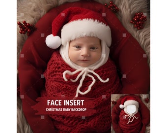 Christmas Newborn Backdrop Face Insert Digital, Santa Newborn Digital Background, Baby Girl Backdrop, Baby Boy Backdrop, Christmas Baby Gift