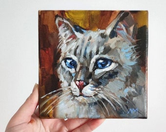Commissie kattenportret van foto Origineel olieverfschilderij Aangepaste kattenportret Gepersonaliseerde huisdierschilderij Aangepaste kattenschilderij Pet Memoria-kunst