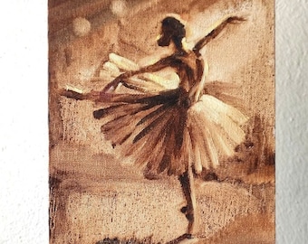 Ballerina Original oil Painting Ballet Original Art Ballerina Painting Dance painting Dancer gift Ballet Gift Sepia Ballerina Oil Painting