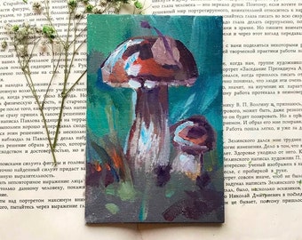 "Original Ölgemälde ""Pilze"" 6x4'' Cottagecore Waldwandkunst." Vintage-Stil Ölgemälde Pilz Malerei Pilze Wandkunst