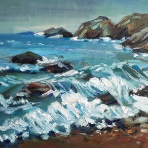 Storm sea Original oil painting 12x16&#39;&#39; Coastal Artwork Beachy Wall Art Abstract Ocean Art Nautical Artwork Ocean Painting Beach Artwork