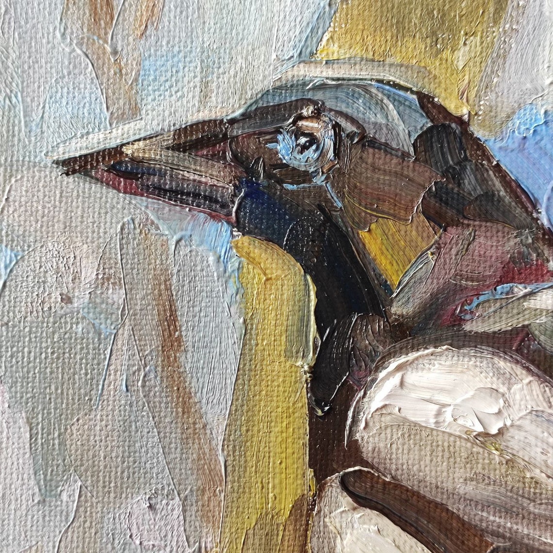 Magpie Work Magpie Original Oil Painting 8x12'' Bird Painting Bird Wall Art Magpie ...