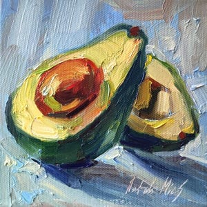 オリジナルアート作品 アボカドの絵画 モダンキッチンアート 抽象画